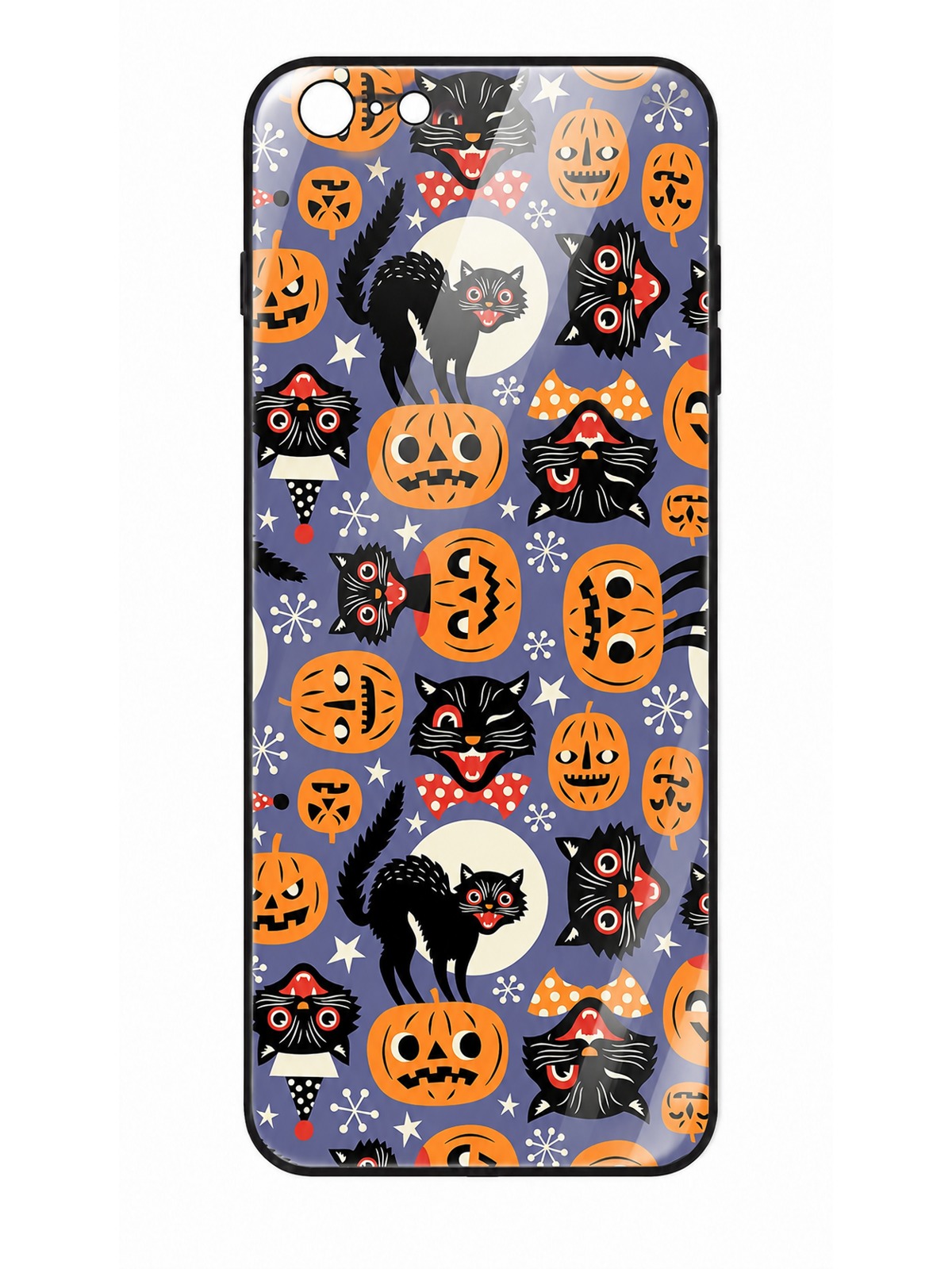 Retro Black Cats and Pumpkins Halloween