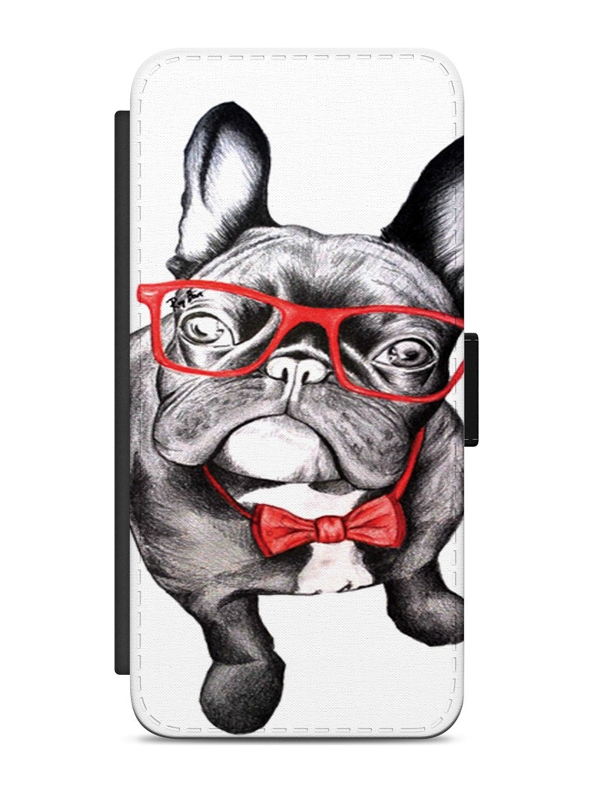 Bulldog in Red Glasses