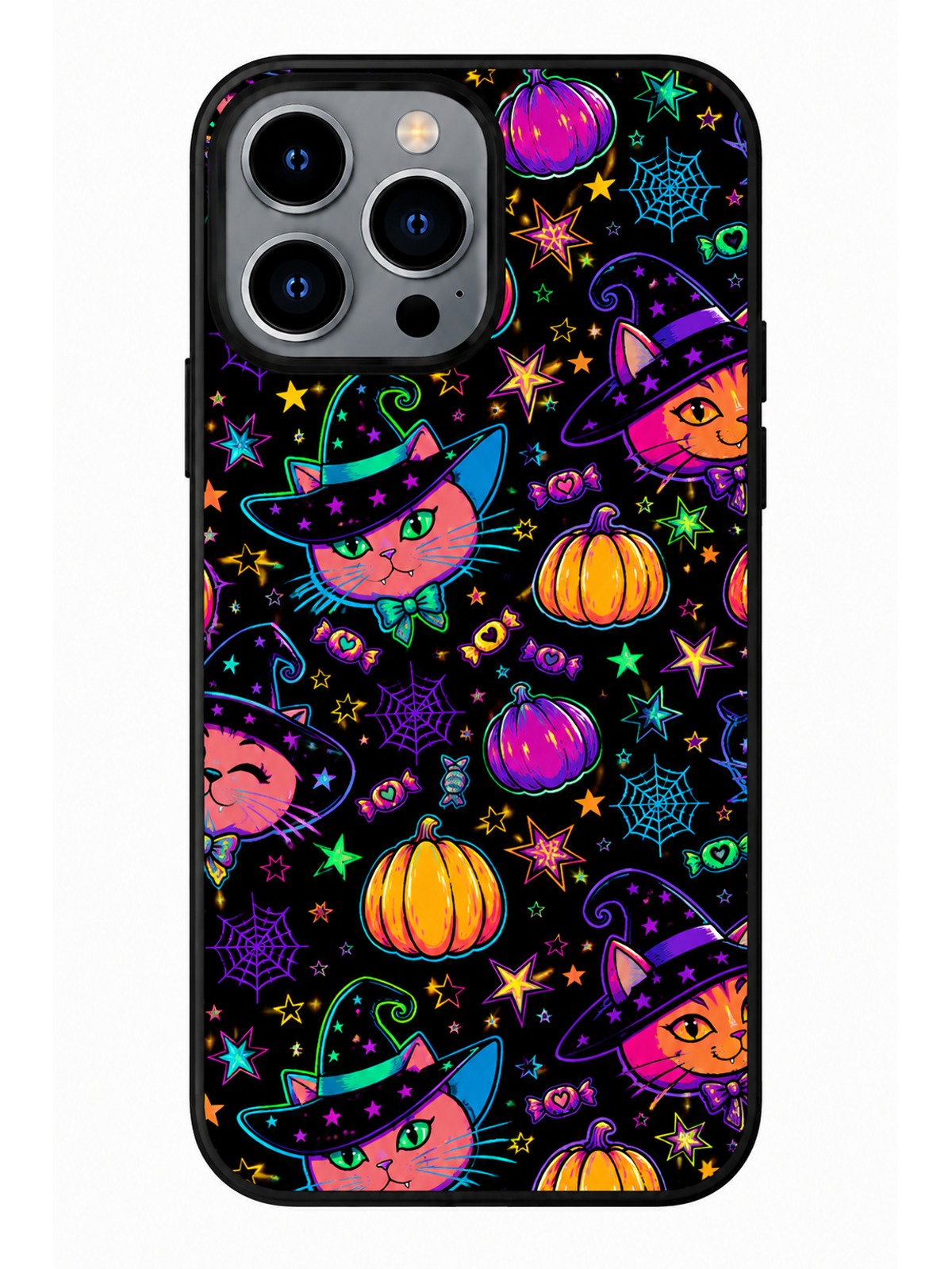 Neon Witch Cat Halloween