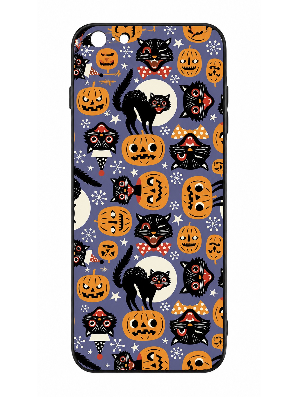 Retro Black Cats and Pumpkins Halloween