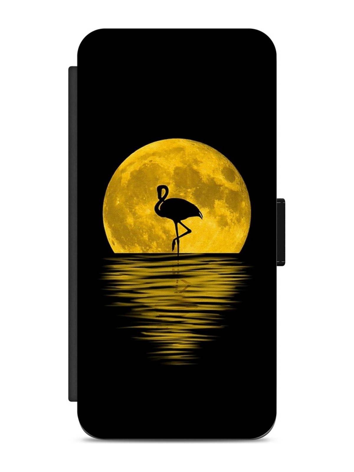 Flamingo Under a Golden Moon